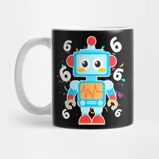 Kids 6th Birthday Bot Robot  For 6 Year Old Boys Girl Mug